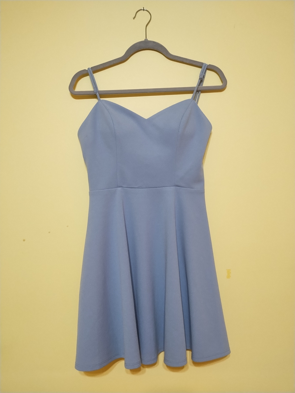 City Triangles Sweetheart Neck Dusty Blue Mini Dress